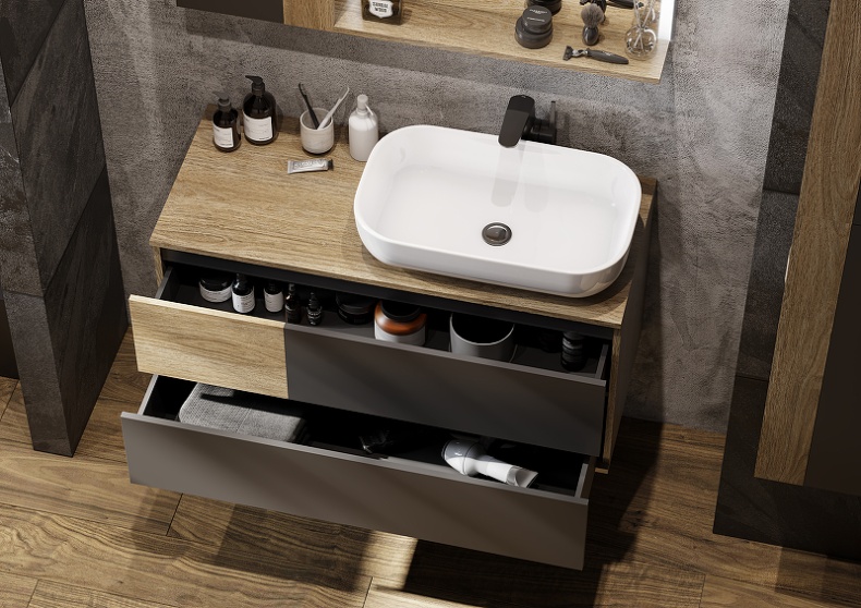 Тумба под раковину Aquaton Терра 105 светлое дерево-серый 1A246901TEKA0 - 11