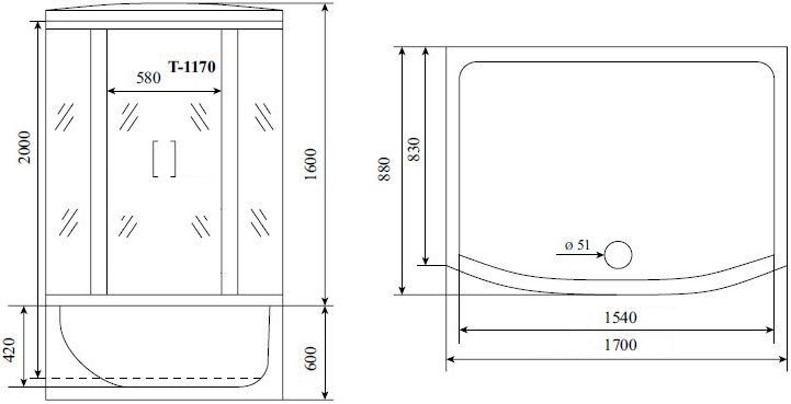 Душевой бокс Timo Standart T-1170 - 1
