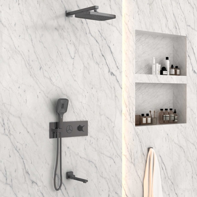 Душевой комплект Vincea с термостатом сталь VSFW-432T1GM - 2