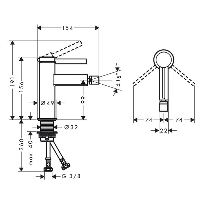 Смеситель Hansgrohe Finoris с донным клапаном хром 76200000 - 1
