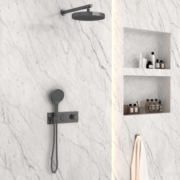 Душевой комплект Vincea Inspire с термостатом темный хром VSFW-422TI2GM - 2