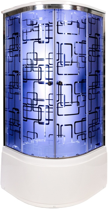 Душевая кабина DETO BM4590LEDBLACK с высоким поддоном, с сиденьем - 1