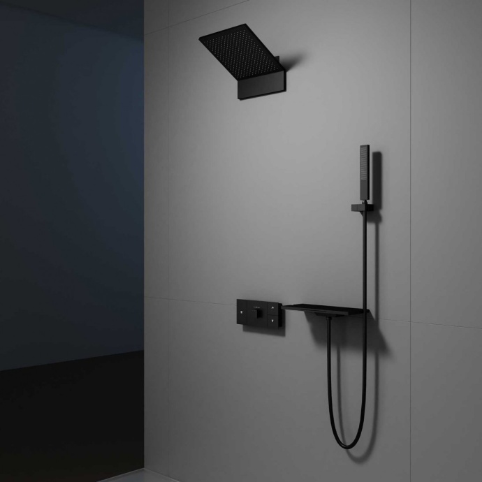 Душевой комплект Vincea Futura с термостатом черный VSFW-2F11TMB - 1