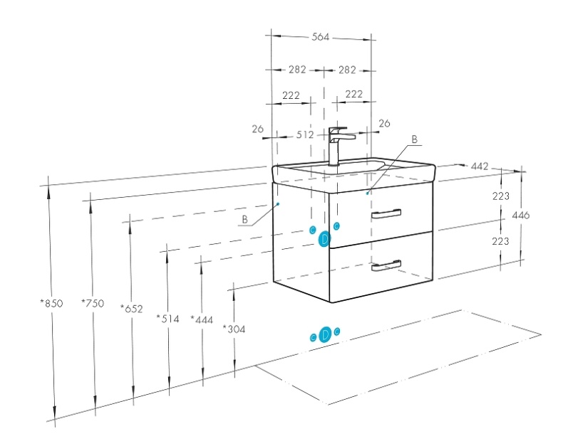 Тумба под раковину подвесная Aquaton Америна 60 белый 1A135401AM010 - 7