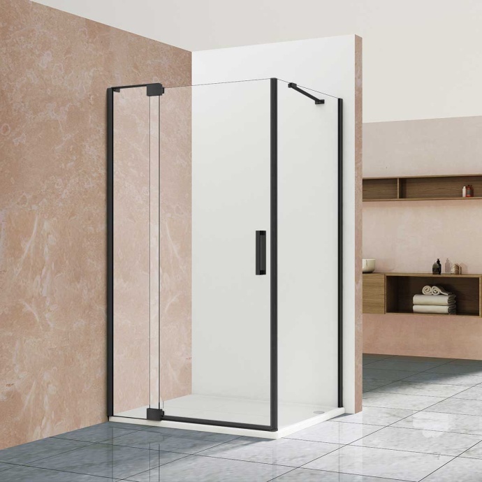 Душевой уголок Vincea Extra 90х80 профиль черный стекло прозрачное VSR-1E809080CLB - 0