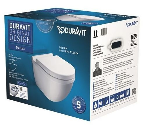 Чаша для подвесного унитаза Duravit Starck 3 белый, без сиденья  2527090000 - 2