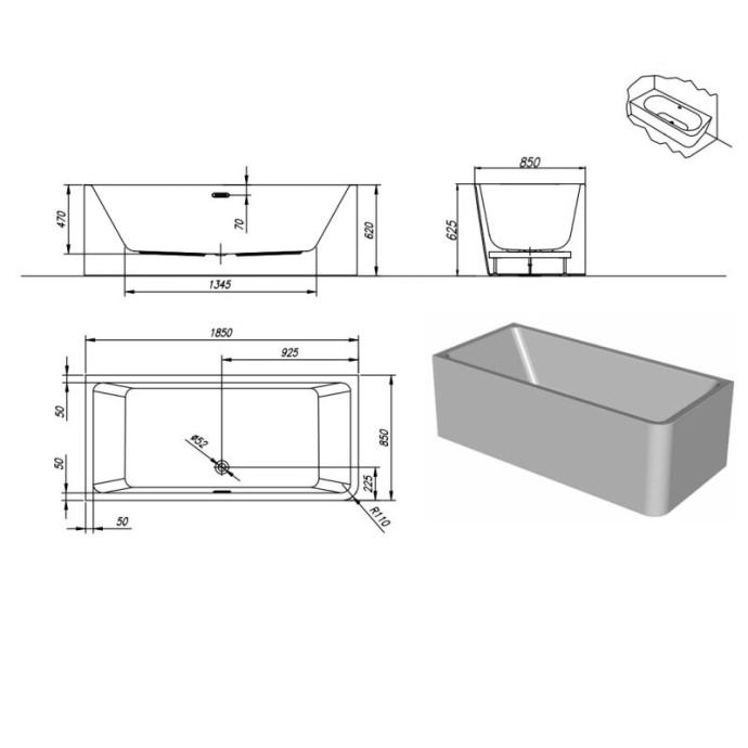 Ванна акриловая Kolpa San Elektra SP 185X85 белый 513460 - 2