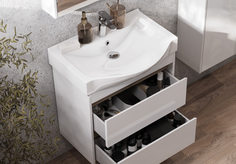 Тумба под раковину Aquaton Нортон 65 белый глянец 1A248801NT010 - 5