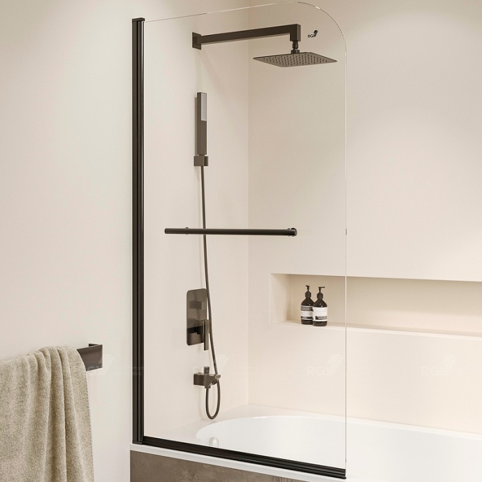 Шторка на ванну RGW Screens SC-114 80х140 профиль черный стекло прозрачное 411111408-14 - 0