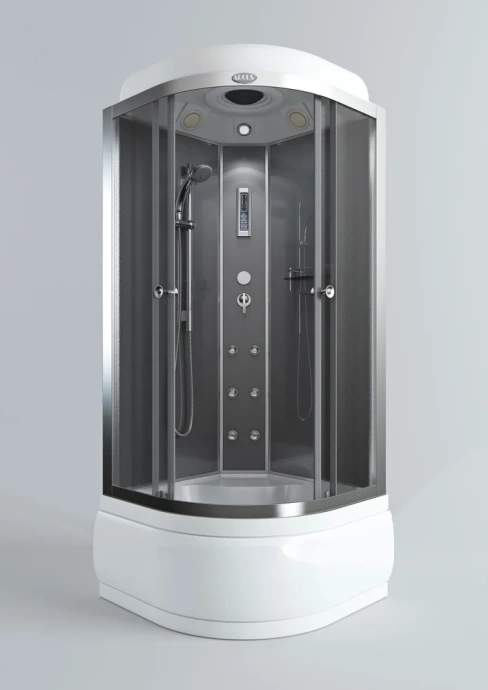 Душевая кабина Arcus 100х100 хром стекло матовое с гидромассажем AS-105-10 - 1