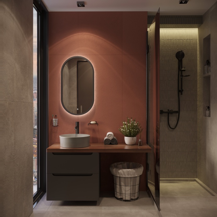 Тумба с раковиной STWORKI Берген 60 серая с темной столешницей 122, Bocchi Vessel 1174-006-0125 567695 - 1