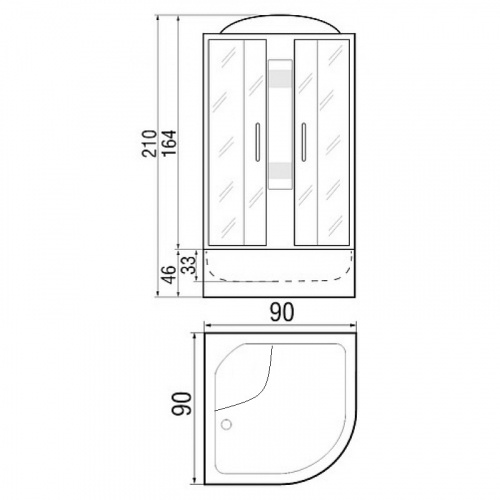 Душевая кабина с поддоном River Nara light 90/44 MT  10000003575 - 1
