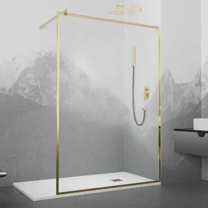 Душевая перегородка  RGW Walk In WA-12G 90x195 профиль золото стекло прозрачное 32101290-16 - 0