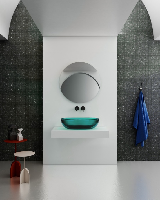 Раковина накладная прозрачная ABBER Kristall AT2805Aquamarin бирюзовая - 3