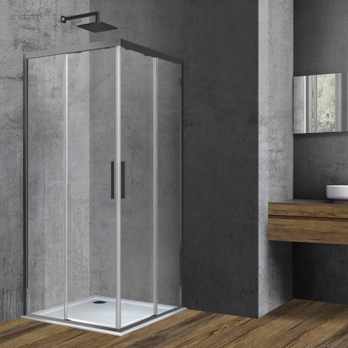 Душевой уголок Vincea Soft 90х90 профиль темный хром стекло прозрачное VSS-3SO900CLGM - 0