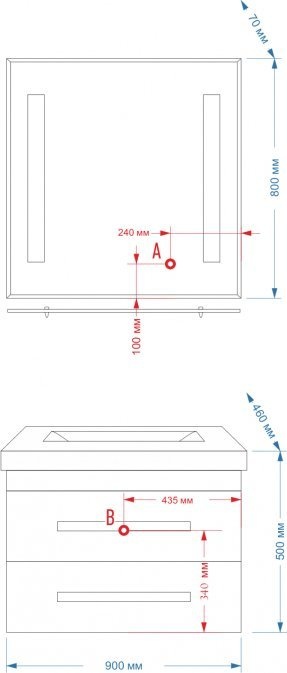Тумба с раковиной Misty Эмилия 90 подвесная красная - 3