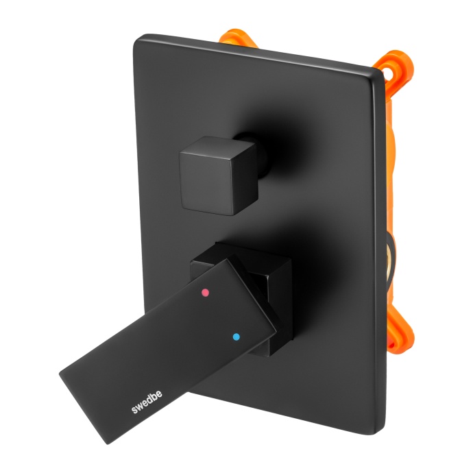 Swedbe Platta Смеситель встраиваемый подключение на 2 выхода в монтажном боксе, цвет: черный 5519B - 5