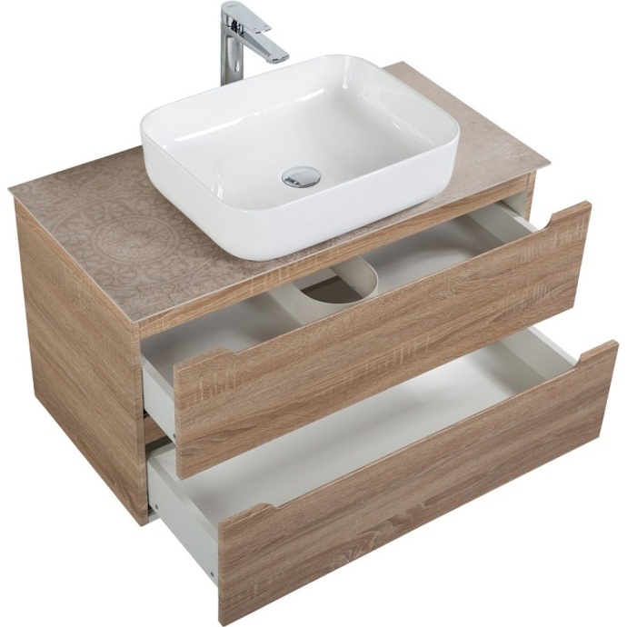 Тумба со столешницей и раковиной BelBagno Etna 100 светлое дерево - 4