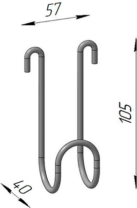 Крючок DIWO Смоленск П16540 одинарный, черный муар - 4