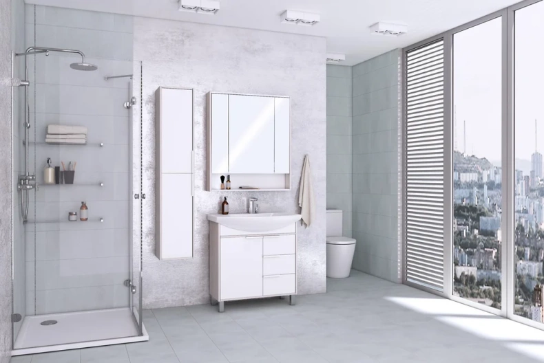 Комплект мебели Aquaton Рико 80 белый-светлое дерево - 0