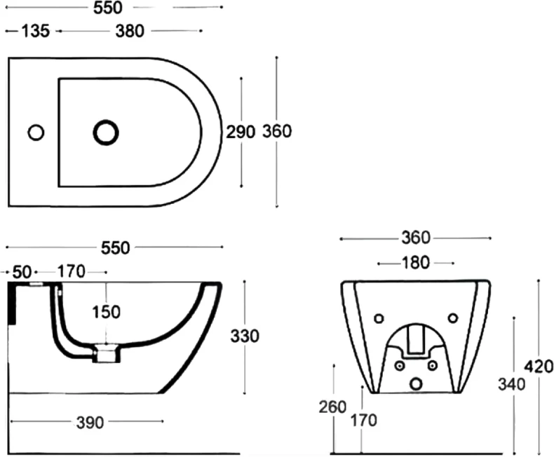 Биде подвесное Esbano Garcia черный глянцевый  ESVBGARCB - 2