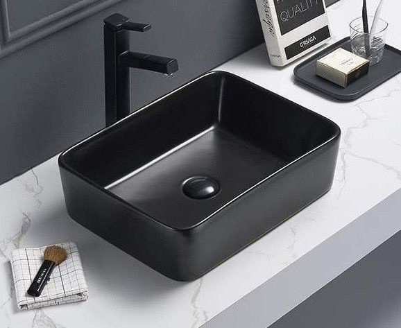 Раковина накладная CeramaLux NC 47 см матовый черный  7050MB - 0