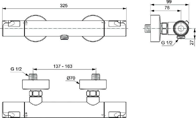 Смеситель для душа Ideal Standard Ceratherm Т50 с термостатом хром A7214AA - 1