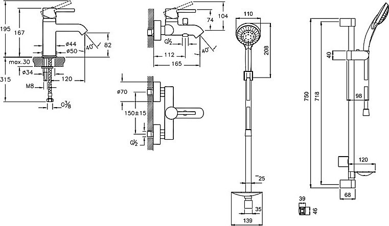Комплект смесителей Vitra Minimax S  A49153EXP - 7