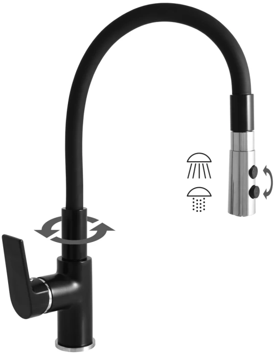 Смеситель для кухни Rav Slezak Colorado с гибким изливом черный матовый - хром CO119.5/12CMATC - 1