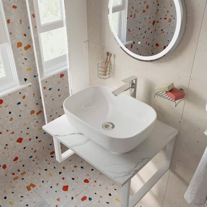 Мебель для ванной DIWO Элиста 60 белый мрамор, с раковиной Moduo 50 Square 554720 - 2