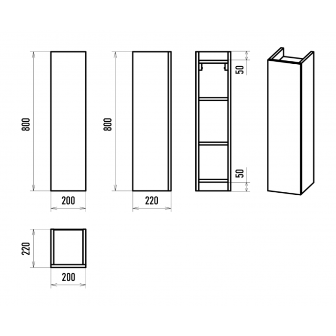 Шкаф-пенал Misty Поло 20 черный матовый О-Пол08020-014По - 2
