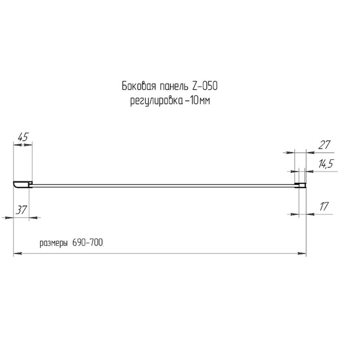 Боковая панель Rgw 70х185 хром стекло прозрачное 352205107-11 - 2
