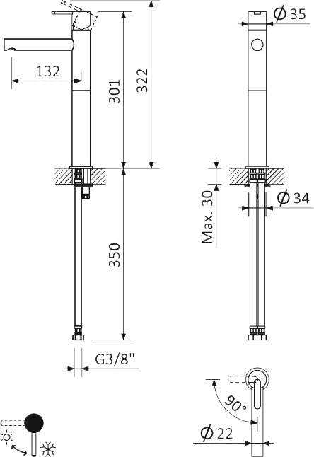 Смеситель Cezares Leaf LC1-01-W0 для раковины LEAF-LC1-01-W0 - 1