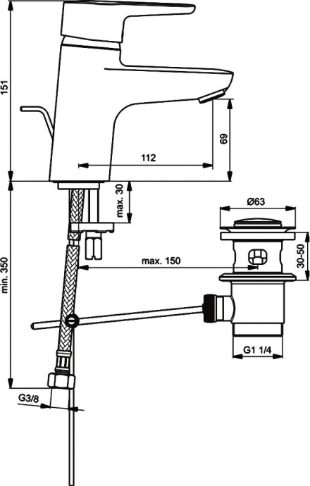 Смеситель для раковины Ideal Standard Connect хром  B9914AA - 3