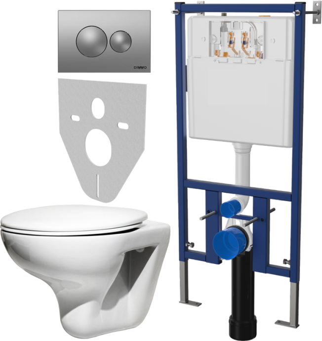 Комплект Унитаз подвесной Roca Mateo 346200000 с микролифтом + Система инсталляции для унитазов DIWO 4501 + Кнопка смыва DIWO 7311 хром матовый 578003 - 0