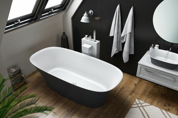 Ванна из литьевого мрамора Kolpa San Blanche 180х85 черно-белая 561310 - 1