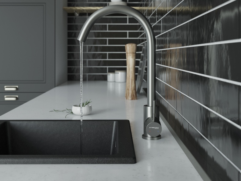 Смеситель для кухни STWORKI by Damixa HSTW07000 никель, однорычажный, с поворотным изливом, с аэратором, матовый - 3