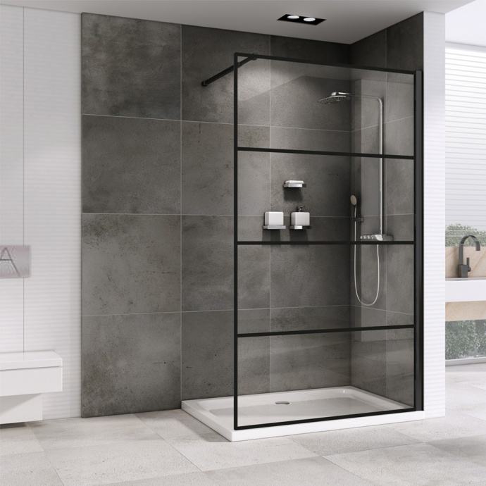 Душевая перегородка ABBER Immer Offen 100 профиль черный  AG65100B - 1