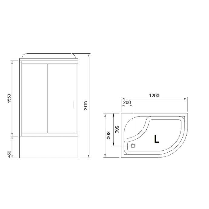 Душевая кабина Royal Bath 120х80 левая хром стекло матовое RB8120BK1-M-CH-L-EL - 1