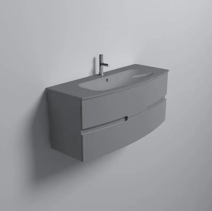 EB1890RU-442 Nona Мебель с интегрированными ручками, глянцевый серый антрацит, 120 см, 2 ящика - 1