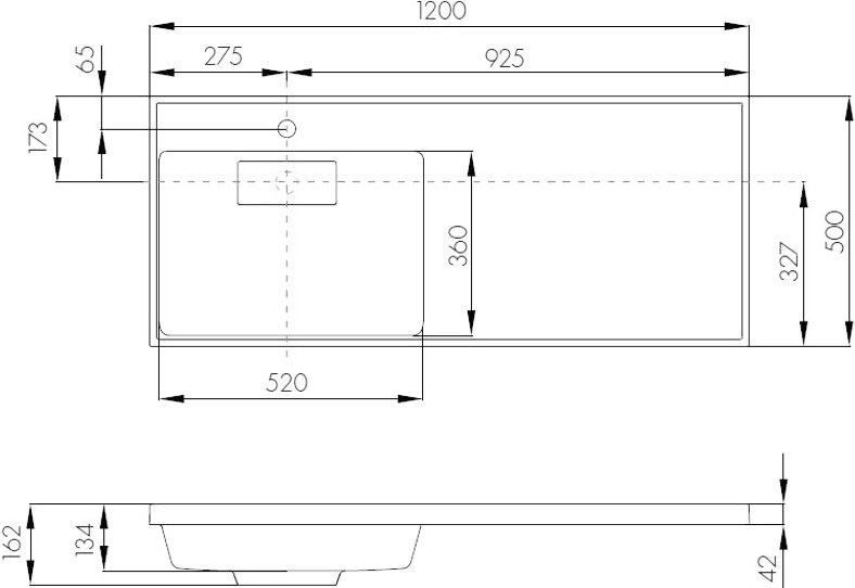 Раковина мебельная Aquaton Лондри 120 L на стиральную машину белый 1A72843KLH01L - 3