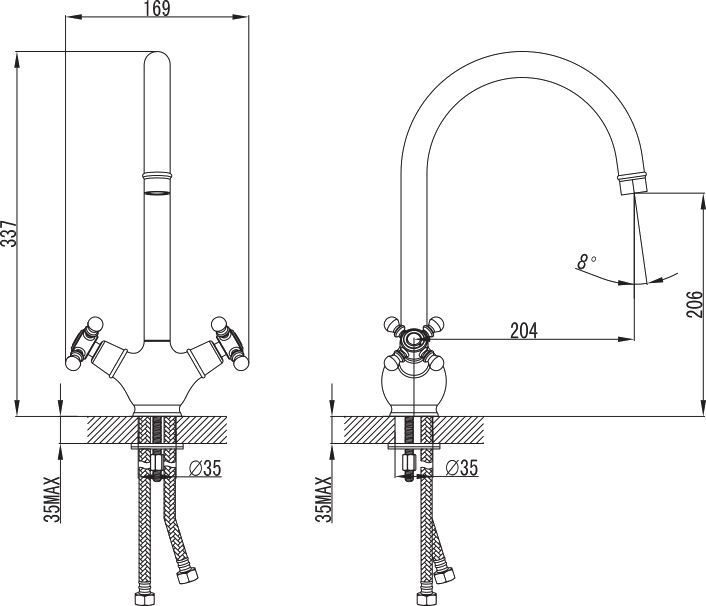 Смеситель для кухни, Sam, бронза, IDDIS, SAMBRJ0i05 - 4