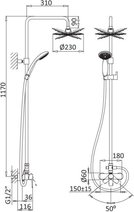 Душевая стойка Cezares Nautic CD NOP NAUTIC-CD-NOP - 1