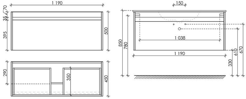 Тумба под раковину подвесная Sancos Smart 120 белая глянцевая SM120-1W - 4