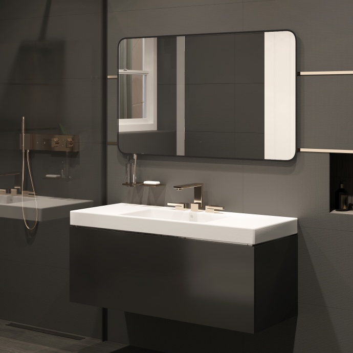 Зеркало DIWO Кострома 120 черное, с подсветкой светодиодной, прямоугольное, настенное ЗЛП1751 - 3