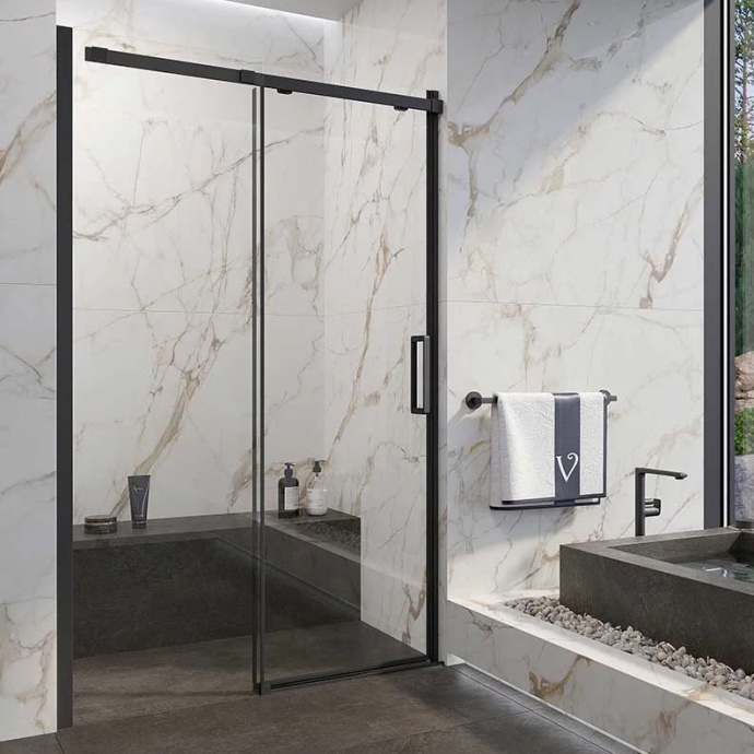 Душевая дверь в нишу Veconi Vianno VN-70 150 см, профиль черный VN70-150-01-19C4 - 0