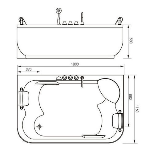 Акриловая ванна Gemy 180х116 белый  G9085 O L - 2