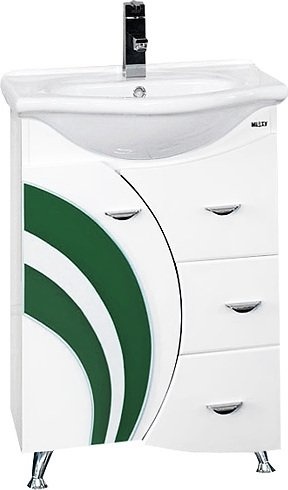 Тумба для комплекта Misty Каролина 60 3 ящика L зеленое стекло П-Крл01060-2853ЯЛ - 4