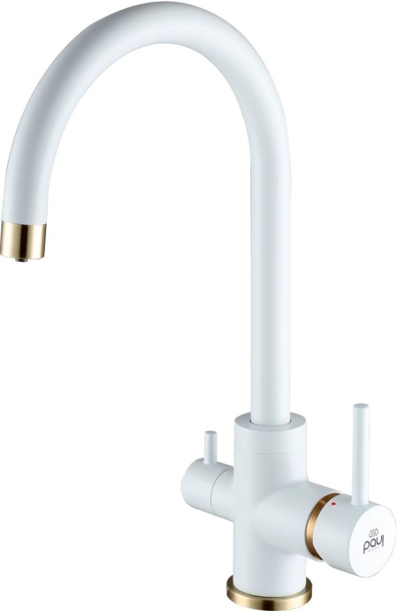 Смеситель для кухни Paulmark Essen белый матовый - бронза Es213211-431BR - 0