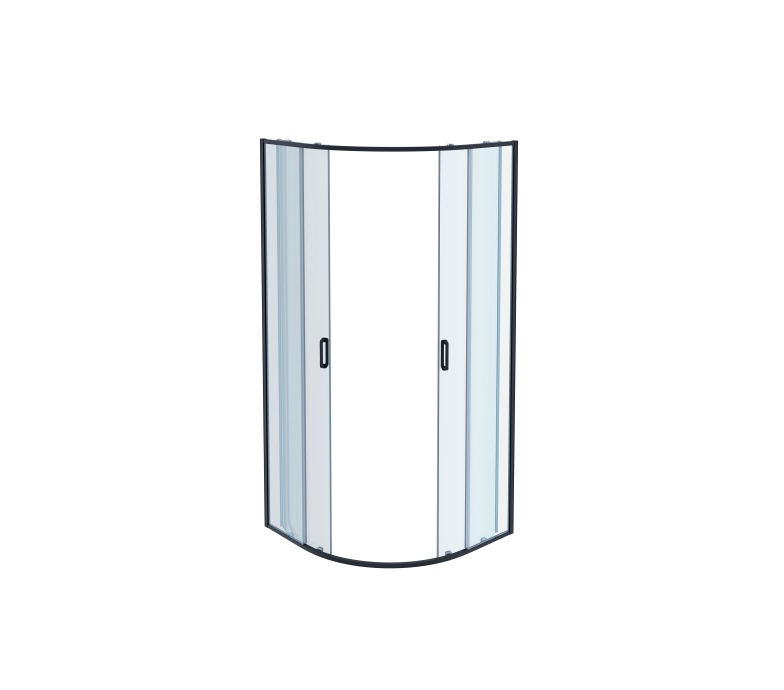 AQ ARI RO 09020BL Душевой уголок 1/4 круга, двери раздвижные 900x900x2000, профиль черный, стекло прозрачное - 1